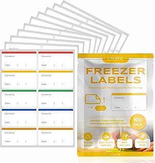 100 Freezer Easy Peel Off - Postage Meter - Color Coding Frozen Food Labels Holders Stickers That Leave No Sticky Residue After Use, Jar Labels - Freezer Label