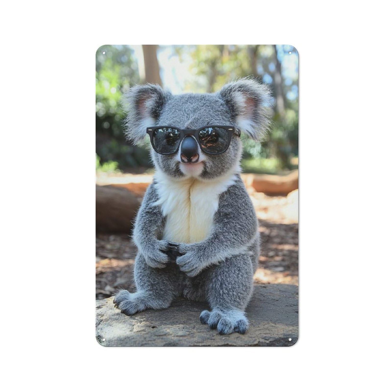 Junmoney Style-7 Loft Style Metal Wall Art Sign 30X20cm Featuring Cool Koala With Sunglasses, Urban Room Decor For Loft, Studio, Office Or Creative Room