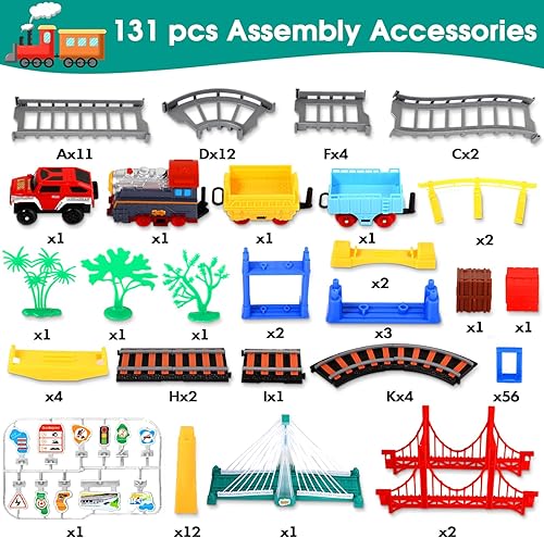Miniatura 3 de Juego de tren eléctrico 2 en 1 para niños, juego de pistas de tren para niños de 3, 4, 5, con luces y sonido, pistas de coche, juguete de pista de