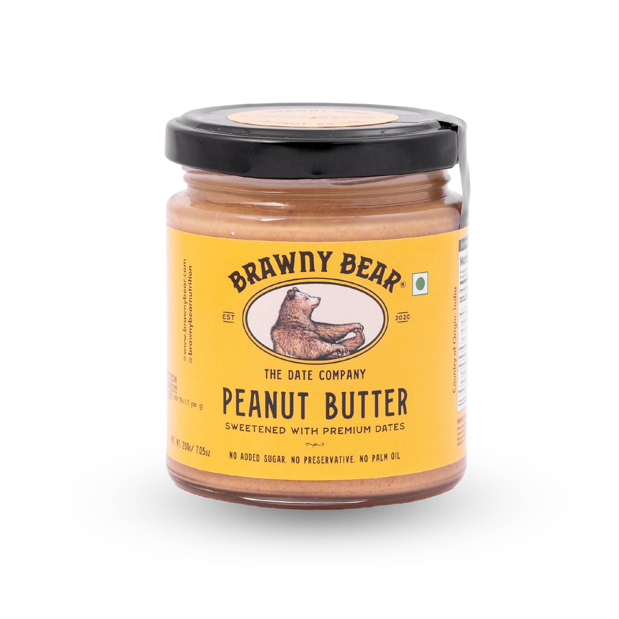 Sponsored Ad - Brawny Bear Peanut Butter, 100% Natural Sweetened with Dates, Smooth Healthy Nut Butter with No Added Sugar and Preservatives, Low Gl, Vegan, High in Protein Spread - 500 gms
