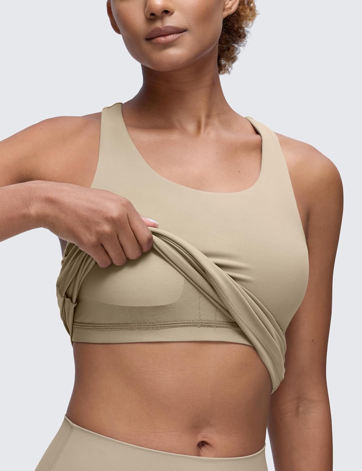 CRZ YOGA Butterluxe Workout Racerback Tank Tops for Women - Padded Athletic Spandex Yoga Shirts with Built in Bra thumbnail