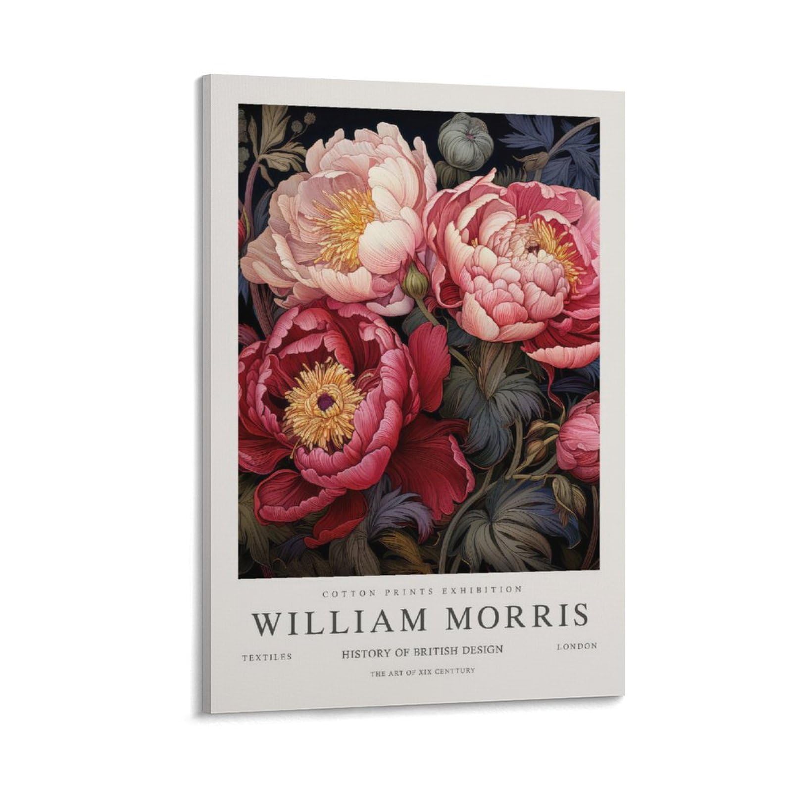 William Morris Vintage Pink Peony Floral Wall Art Poster Wall Decor For Bedroom Canvas Painting Bathroom Art Wall Decor 08x12inch(20x30cm)
