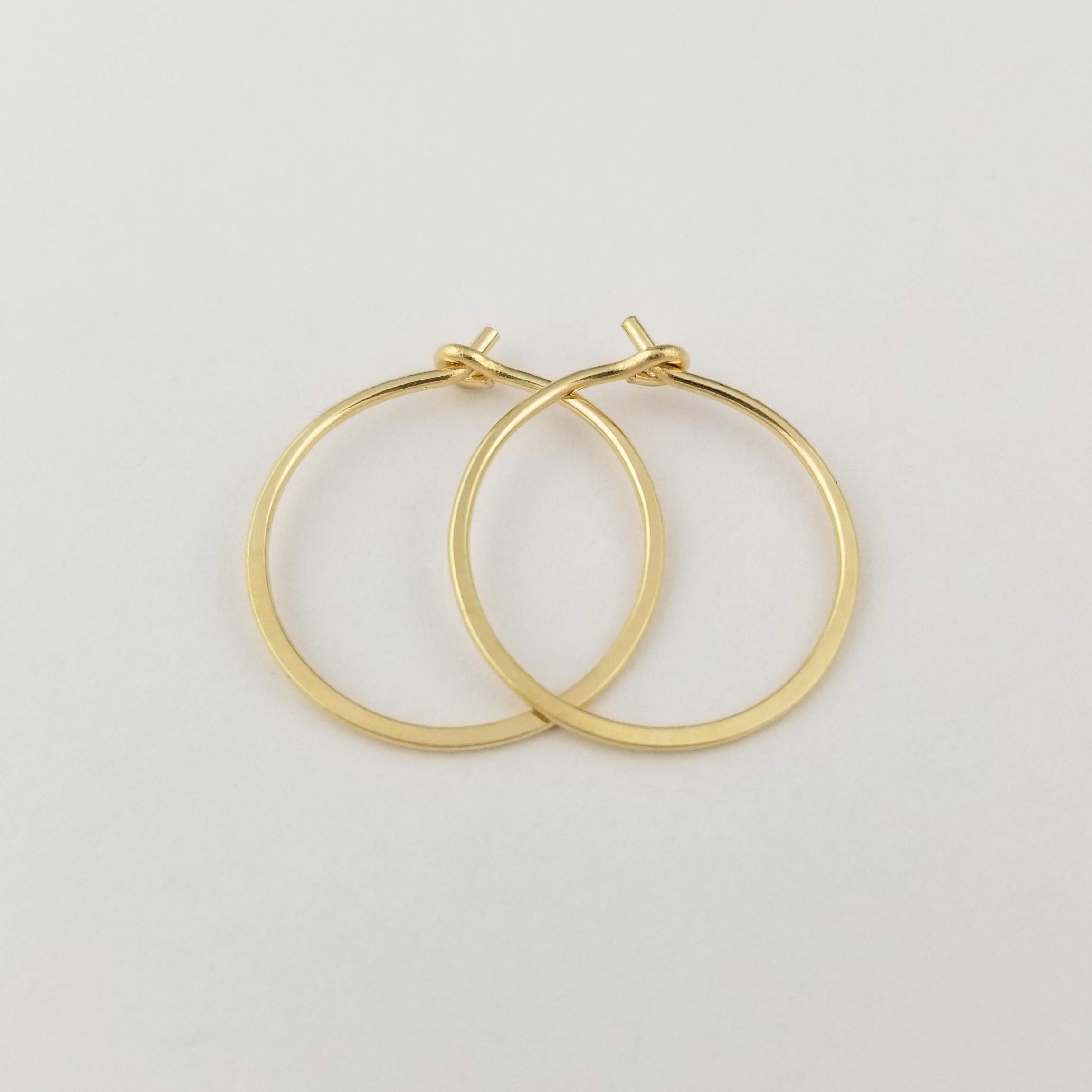 Aris Designs JewelryFlat Hammered 5/8 Inch Thin Small Solid 14k Yellow Gold Sleeper Hoop Earrings