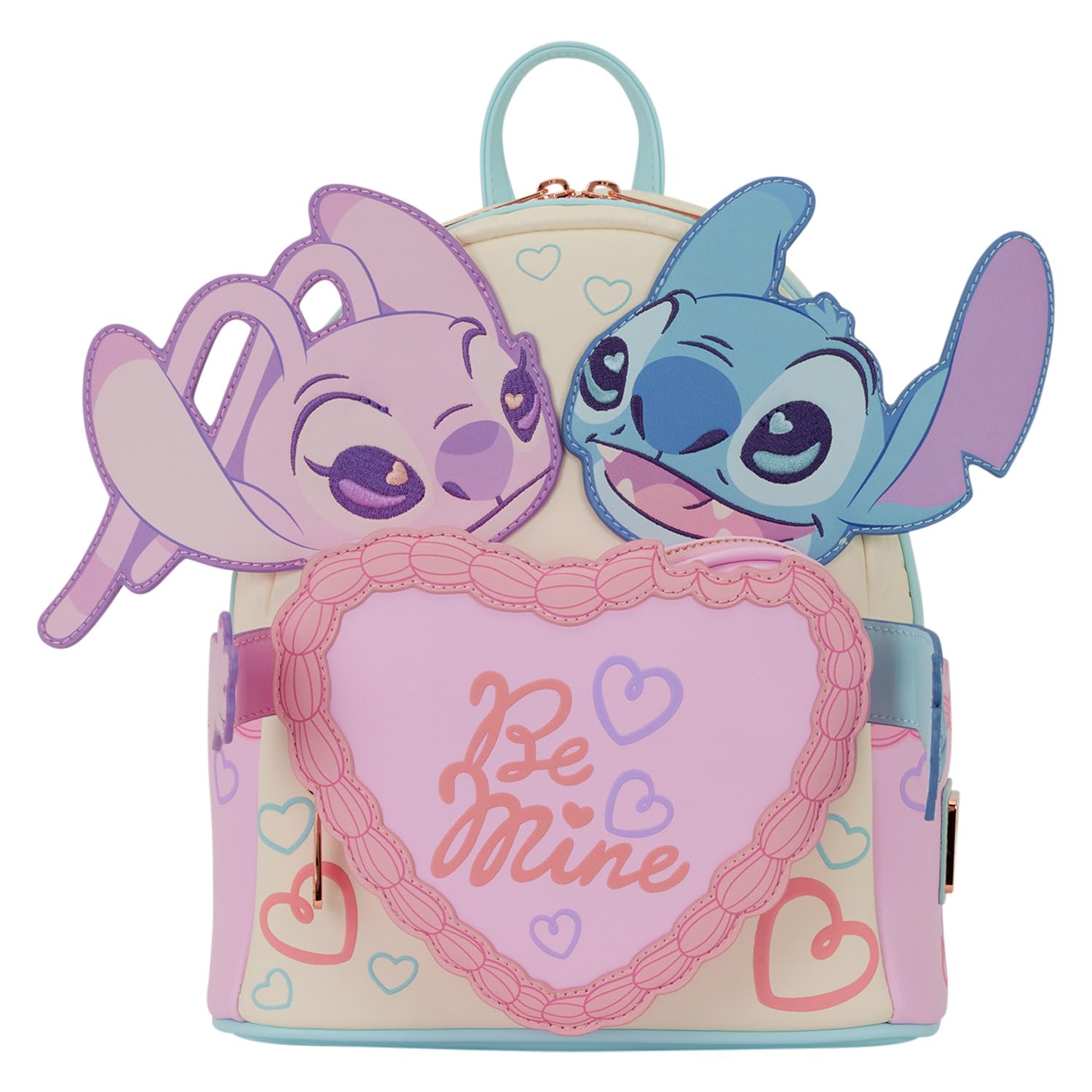 Disney Blue Stitch Character Backpack with Pink Heart Detail LOUNGEFLY Disney Lilo & Stitch Angel and Stitch Hearts Mini  main image 3