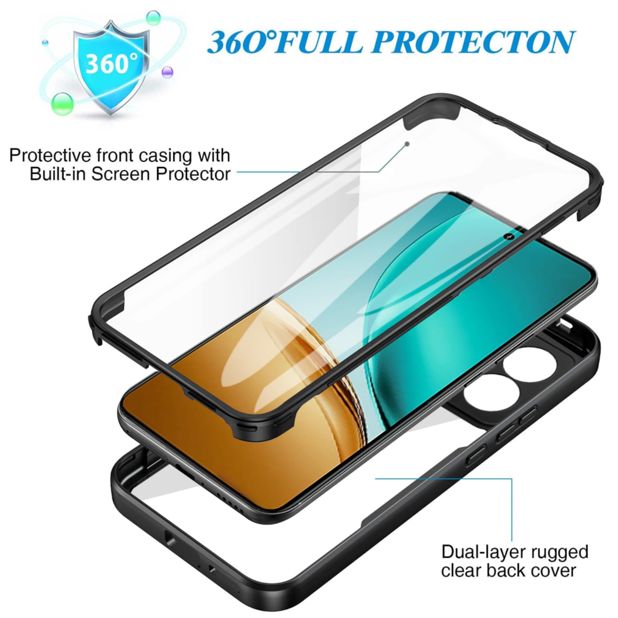 Custodia Trasparente SEAHAI Per Realme 14 Pro+ 5G – Con Protezione Schermo Integrata, Antiurto E Angoli Rinforzati – Colore Blu - 2