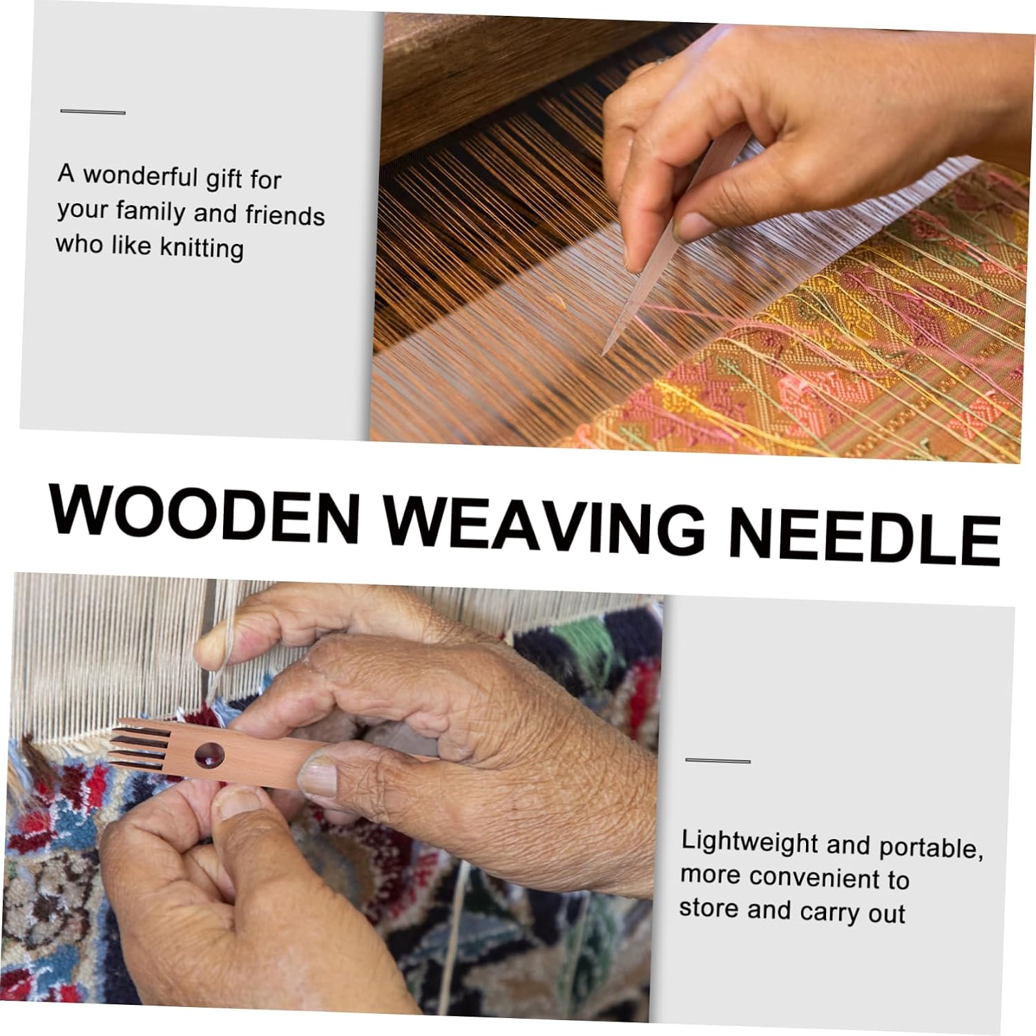 jojofuny 1Set Weaving Loom Tools Kit Wooden Shuttle Tapestry Bobbin Weaving Needles Comb for DIY Crafts Easy Hand Knitting of Sweaters Scarves Hats