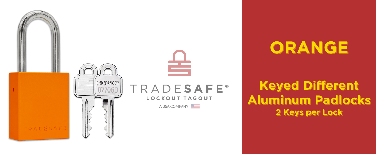 TRADESAFE Lockout Tagout Locks Set - 10 Orange Aluminum Loto Locks