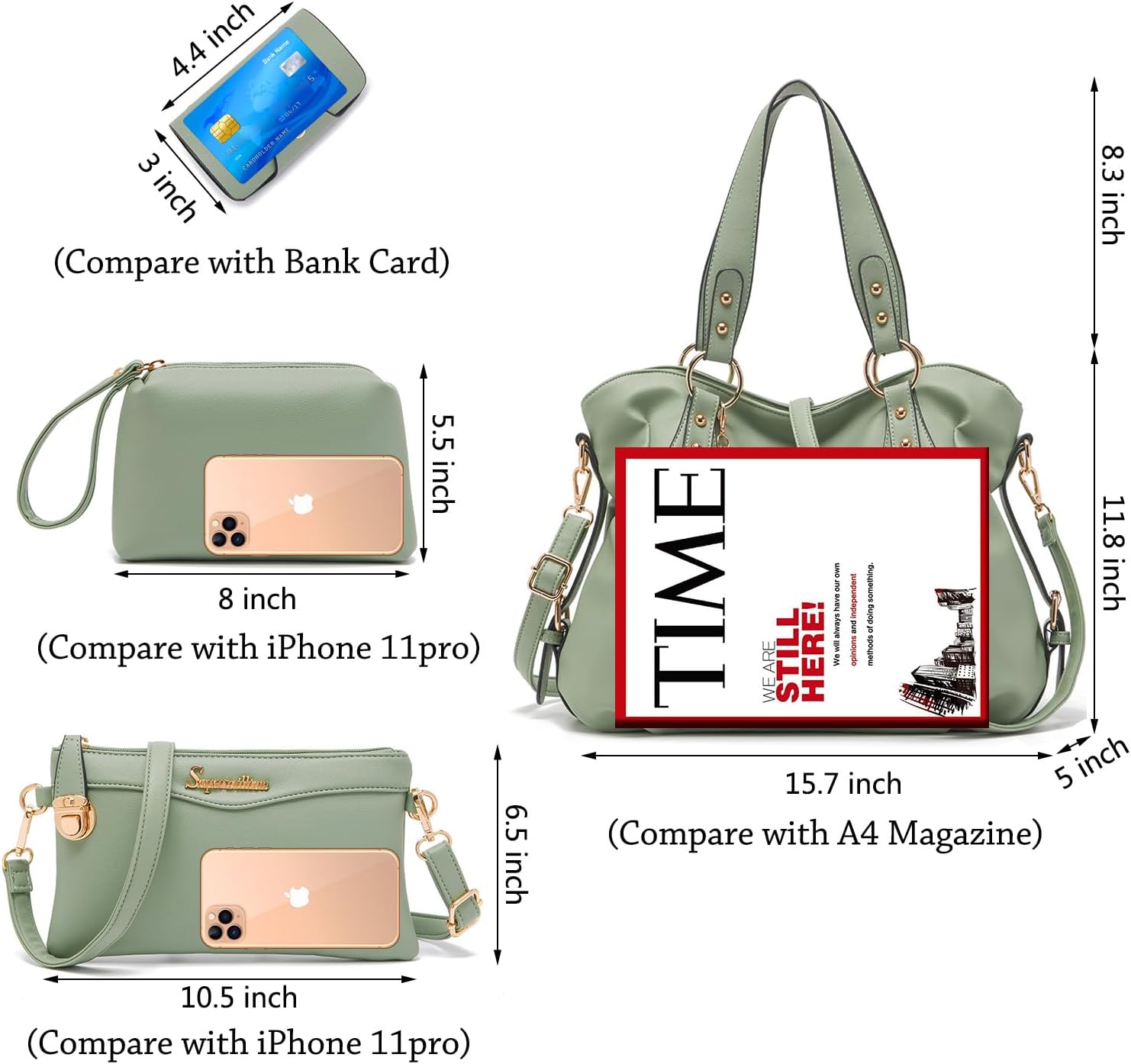 Soperwillton Fashion Handbag for Women Shoulder Bag Top Handle Satchel Hobo Tote Bag Purse Set 4pcs - Image 5