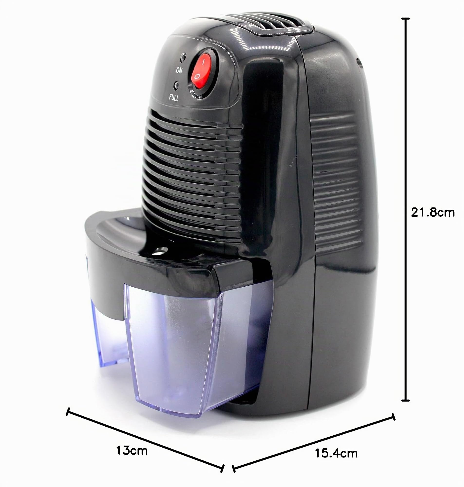 Deshumidificador portátil eléctrico – Silencioso/compacto – Capta hasta 250 ml/día – Capacidad de 500 ml – Superficie de cobertura: hasta 20 m²