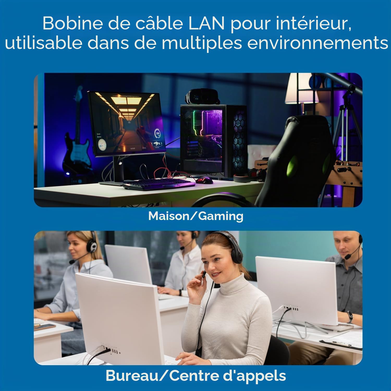 Vultech SC13002-100 Écheveaux Lan Catégorie 5e UTP 100 mètres 24AWG Bobine réseau Ethernet 100m Cat5e