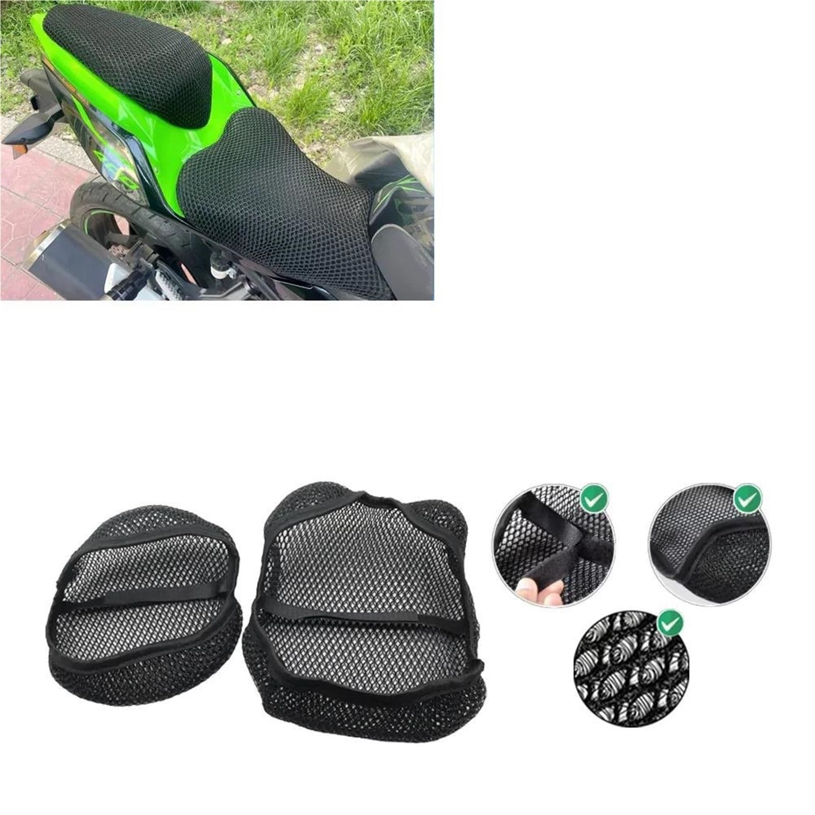 Generico Coprisedile Per Moto Per Kawasaki Per Ninja 400 Per Z400 Per Z900 | Protezione antiscivolo elastica traspirante resistente al calore(Style1)