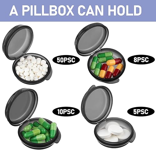 Miniatura 7 de Pastillero pequeño de 3 piezas, mini organizador de píldoras, contenedor de píldoras de viaje portátil, pastillero diario, medicina, vitamina,