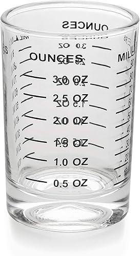 Vaso de medición de vidrio de chupito 3 onzas/90ML líquido pesado alto taza de vidrio espresso línea negra