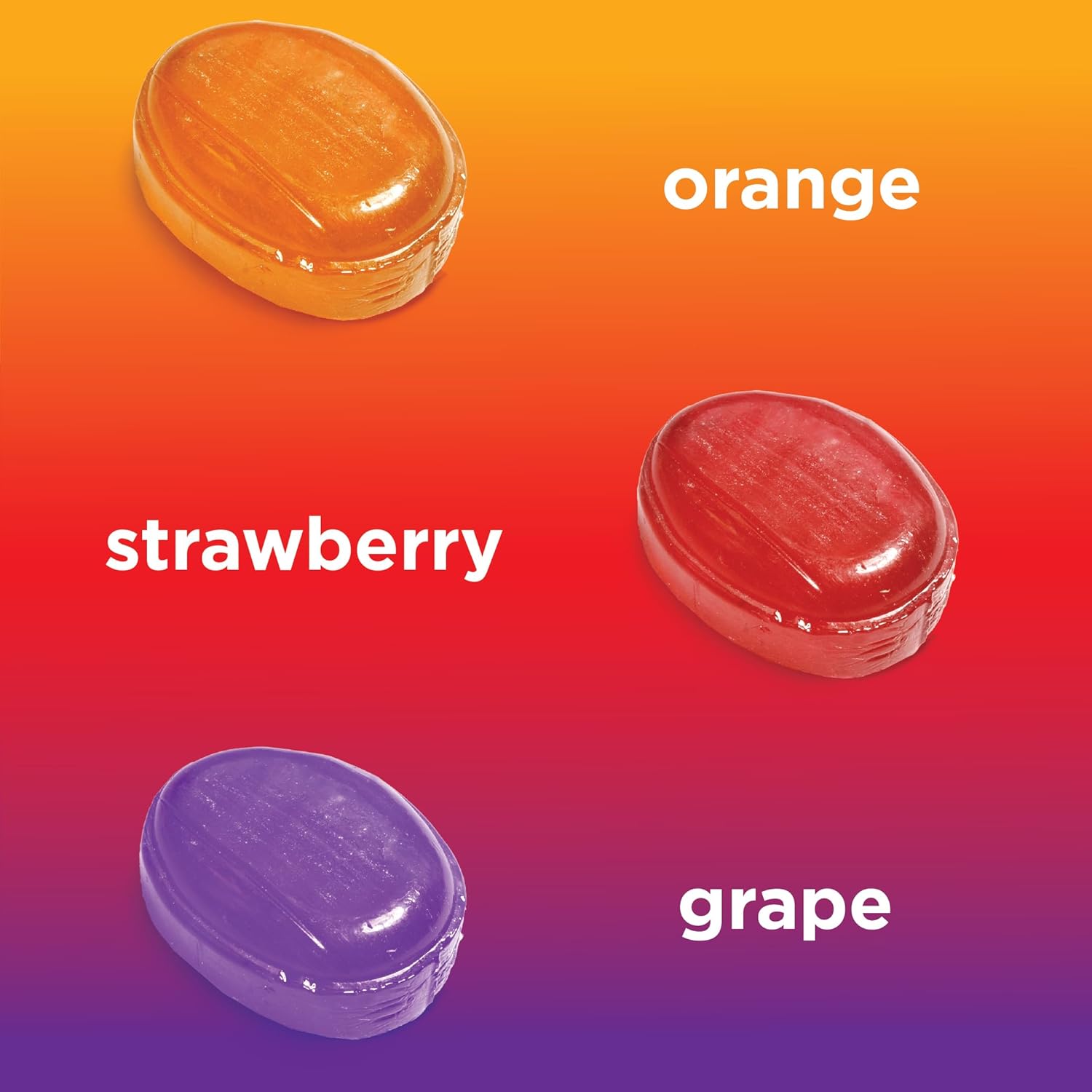 Fruit Flavored Hard Candy - 3 Pound Bulk Pack (About 260 Count) - Assorted Flavors - Orange, Strawberry, Grape