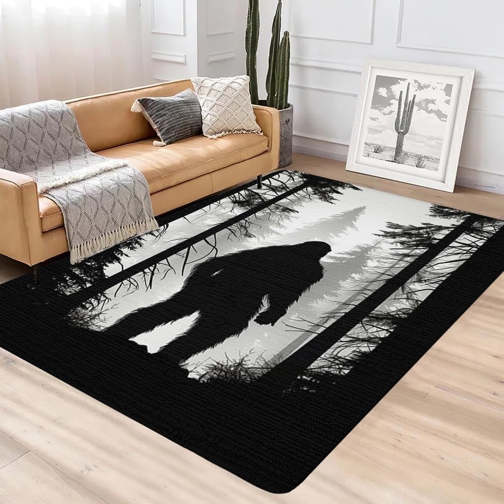 Custom Bigfoot Rug - Sasquatch Pattern Area Rug, Animal Print Carpet, Kitchen and Outdoor Rug, Bigfoot Gifts and Decor