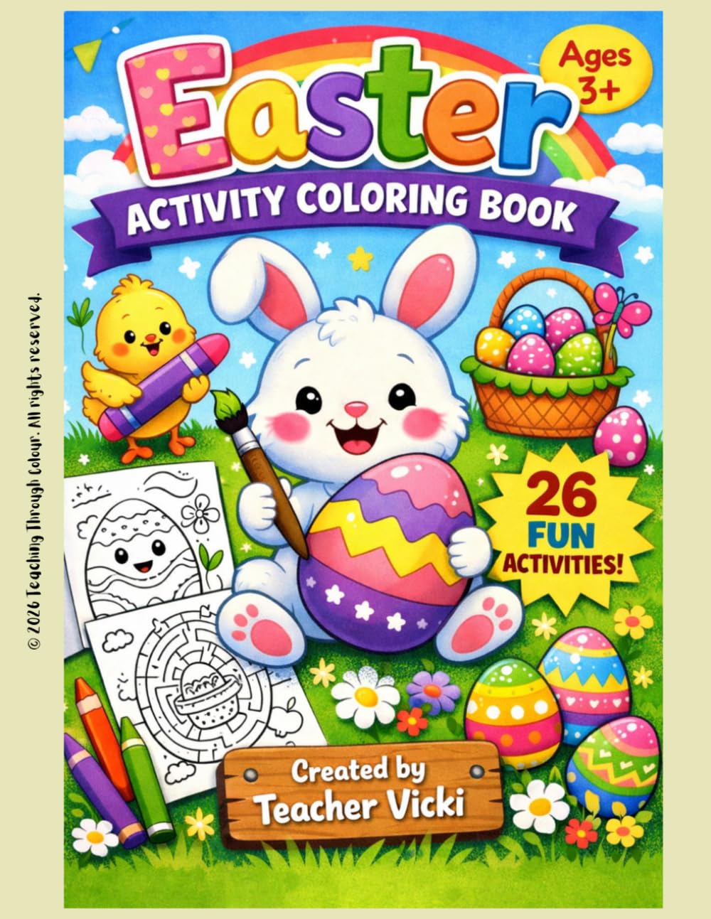 Easter Activity Book for Kids Ages 3+: Bunny Coloring, Puzzles, and Learning Activities