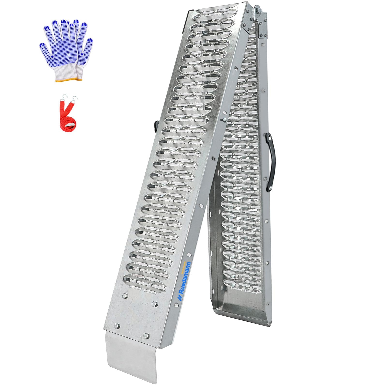 Ruedamann 83" Folding Motorcycle Ramp, 480 lbs Capacity Steel Bike Ramp for Truck, Anti-Slip Loading Ramp for Dirt Bike, ATV, Lawn Mower, Outdoor Powersports, 1PC for Pickup Trailer & Tailgates