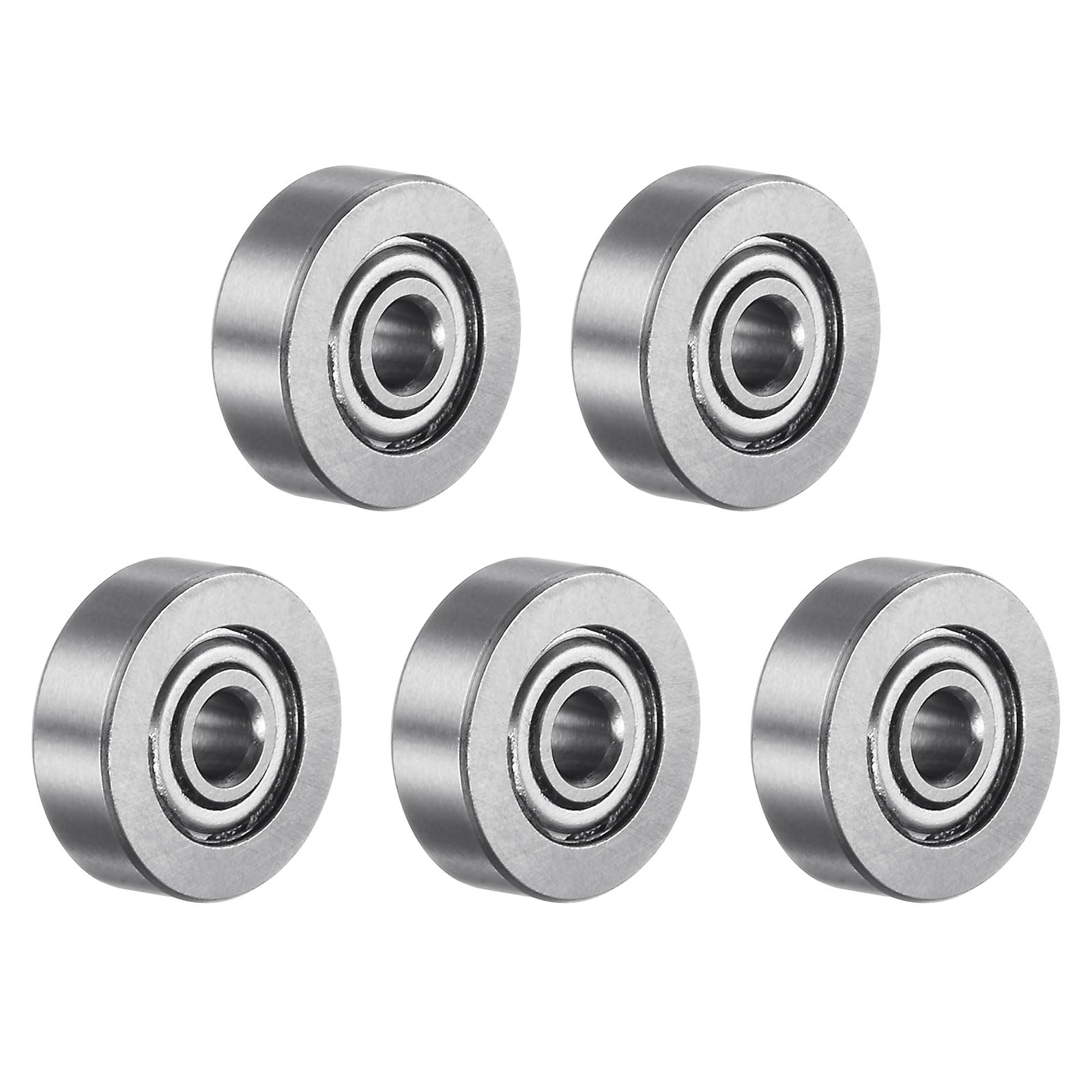 uxcell R2AZZ Deep Groove Ball Bearing, 5pcs 1/8" x 1/2" x 11/64" Chrome Steel Z1 Double Steel Shielded Bearing