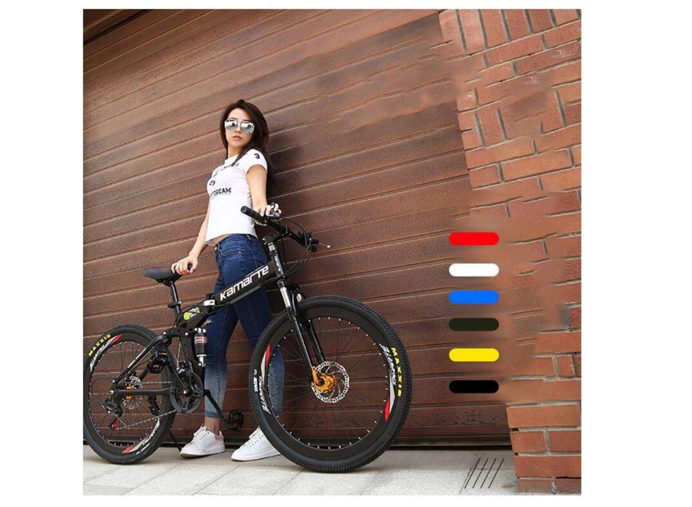 Vélo de Montagne pour Hommes, vélo de 26 po à 3 Rayons, Cadre en Acier à Haute teneur en Carbone, vélo Pliant à Suspension Double 21/24/27 Vitesses, u