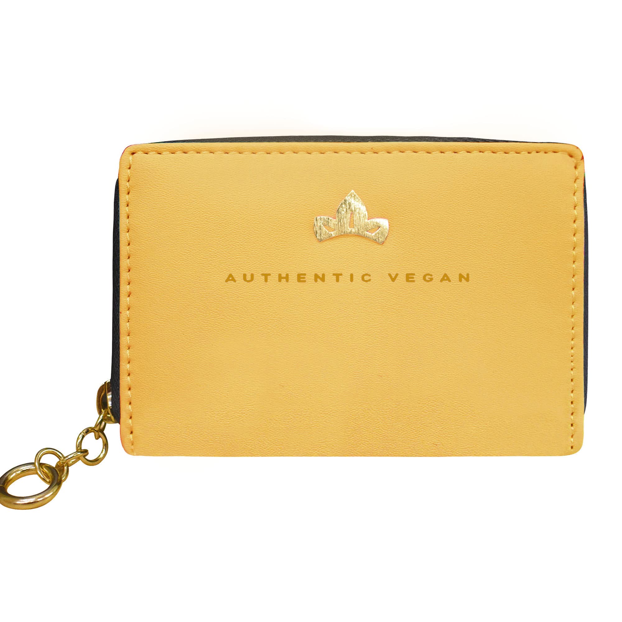abys Genuine Leather Yellow Card Cum Cash Holder Wallet with Double Zipper for Men & Women-picture-23
