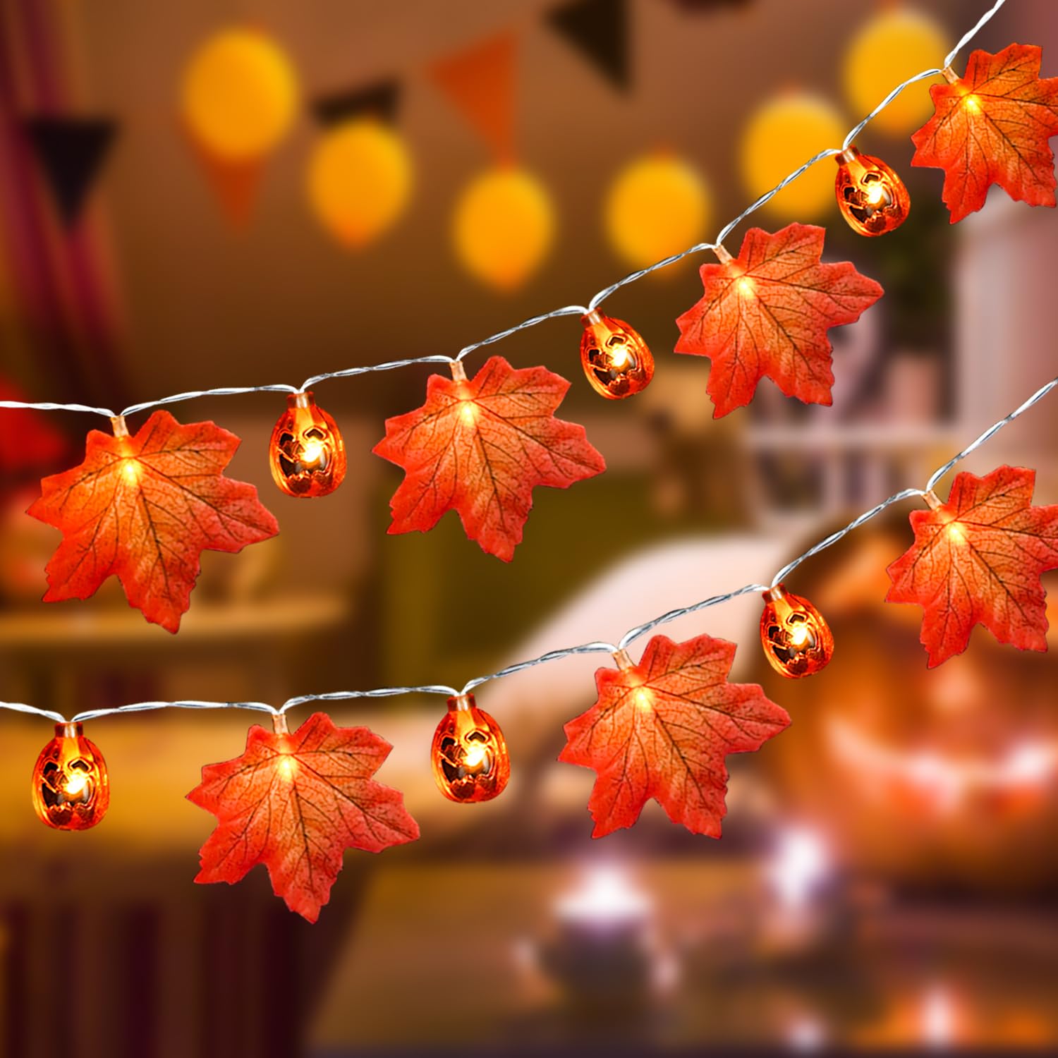 Snapklik.com : Fall Decorations Maple Leaf Pumpkin Lights,20FT 40LED 3D ...