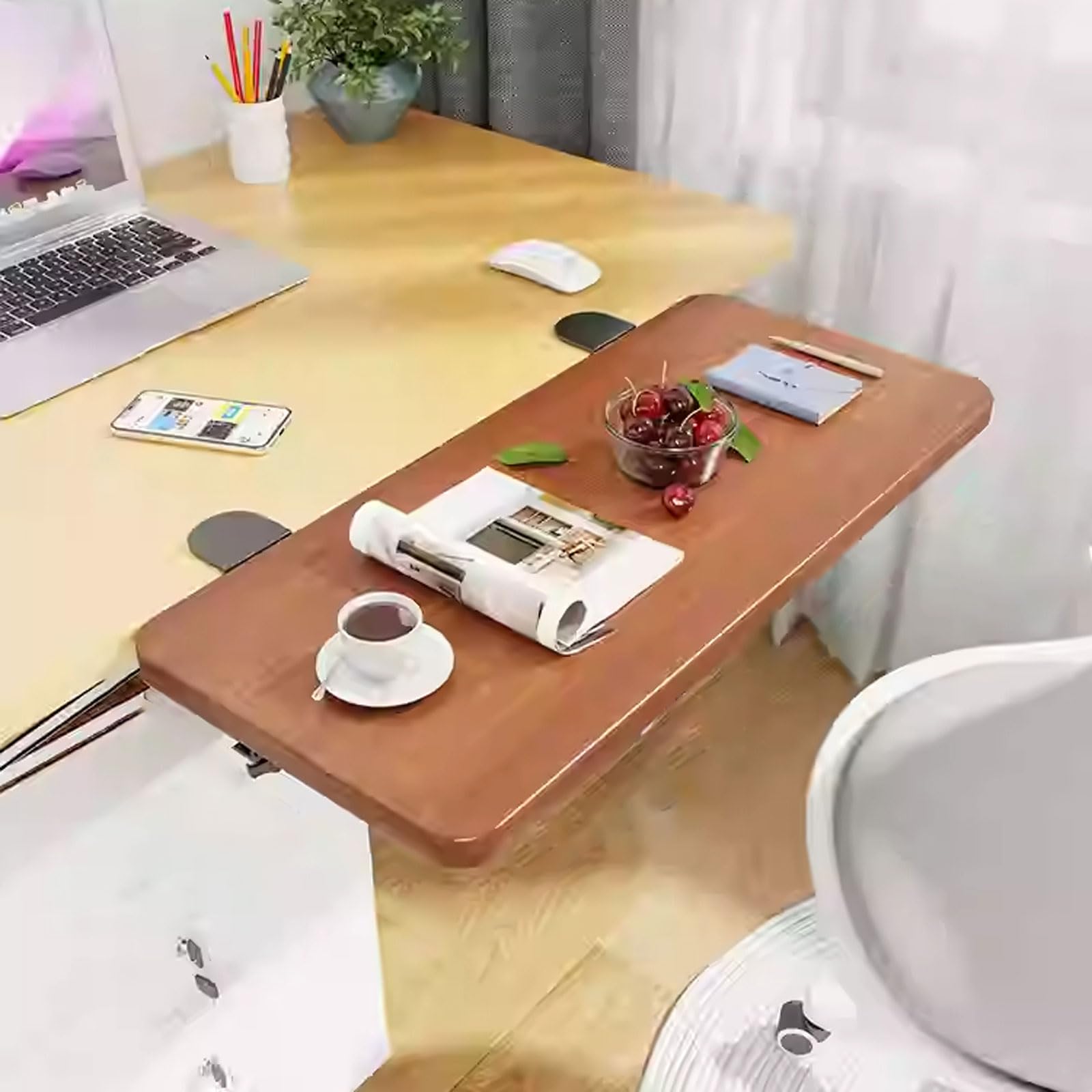 TapferBahn - Bracciolo pieghevole con ripiano salvaspazio per tastiera e supporto da scrivania, supporto senza punzonatura, per casa, ufficio e giochi, design versatile per comfort ed efficienza