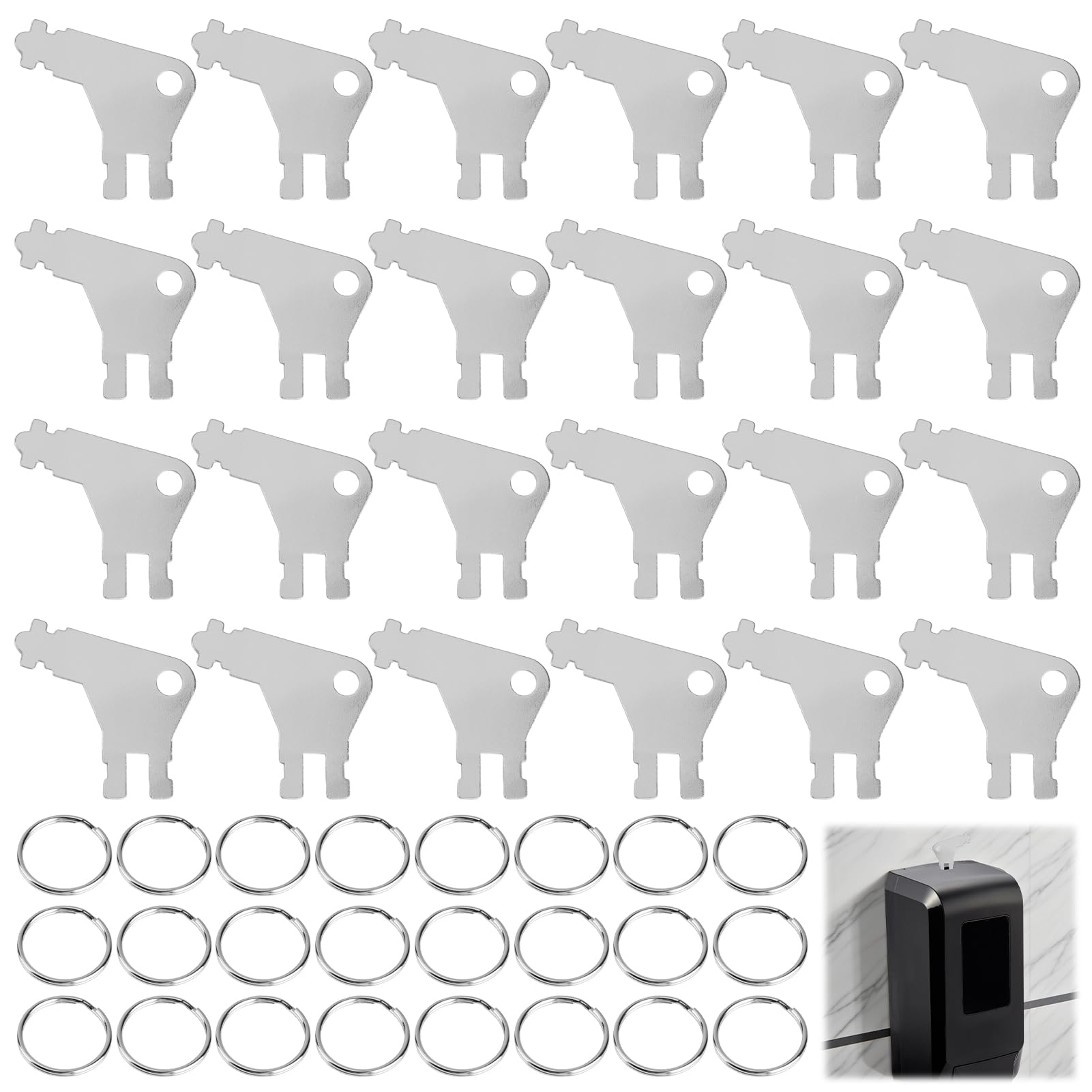 MILAKE 24 Pcs Universal Paper Towel Dispenser Key, Zinc Alloy Replacement Keys Compatible with Georgia Pacific, San Jamar Restroom Dispensers, Paper Towel Key for Janitors, Facility Managers
