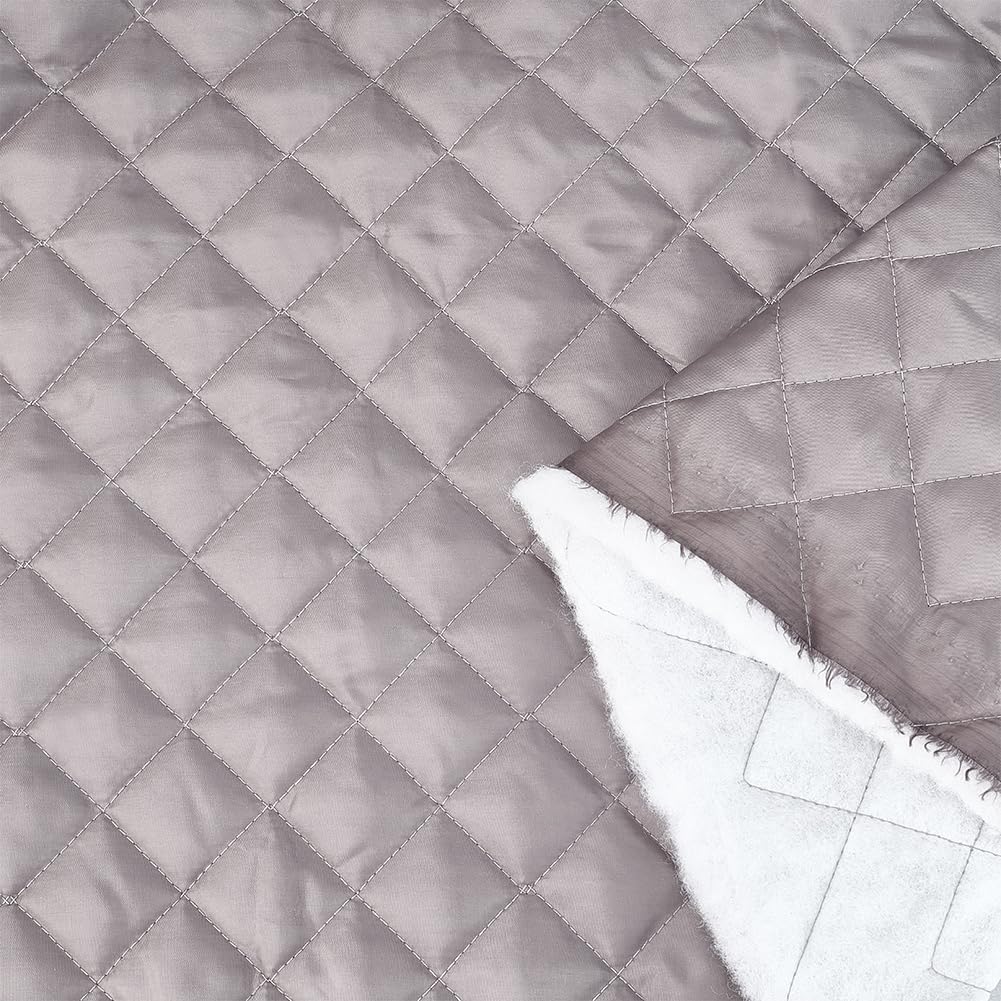 MAYJOYDIY 2m Diamond Pattern Quilted Fabric 1.5~1.6m Polyester Quilted Padded Lining Fabric Scorch Resistant Batting Material for Sewing Clothing Workwear Vest Pillow Cushion Pet Pad, Gray