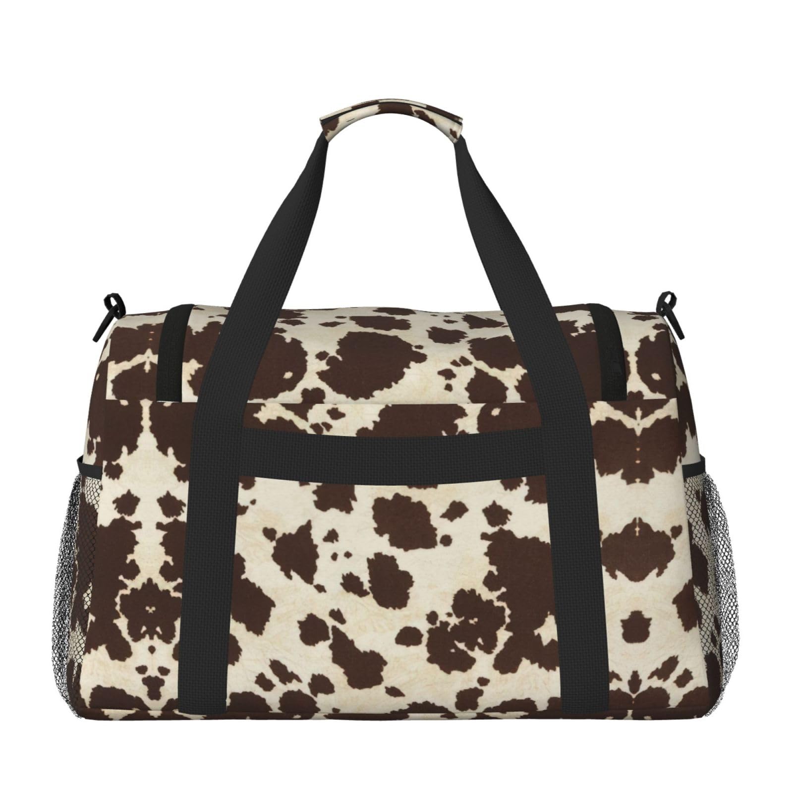 Borsone da viaggio in pelle bovina marrone Weekend Borsa Weekender Pernottamento Carry On Borsa a mano Allenamento Sport Ospedale