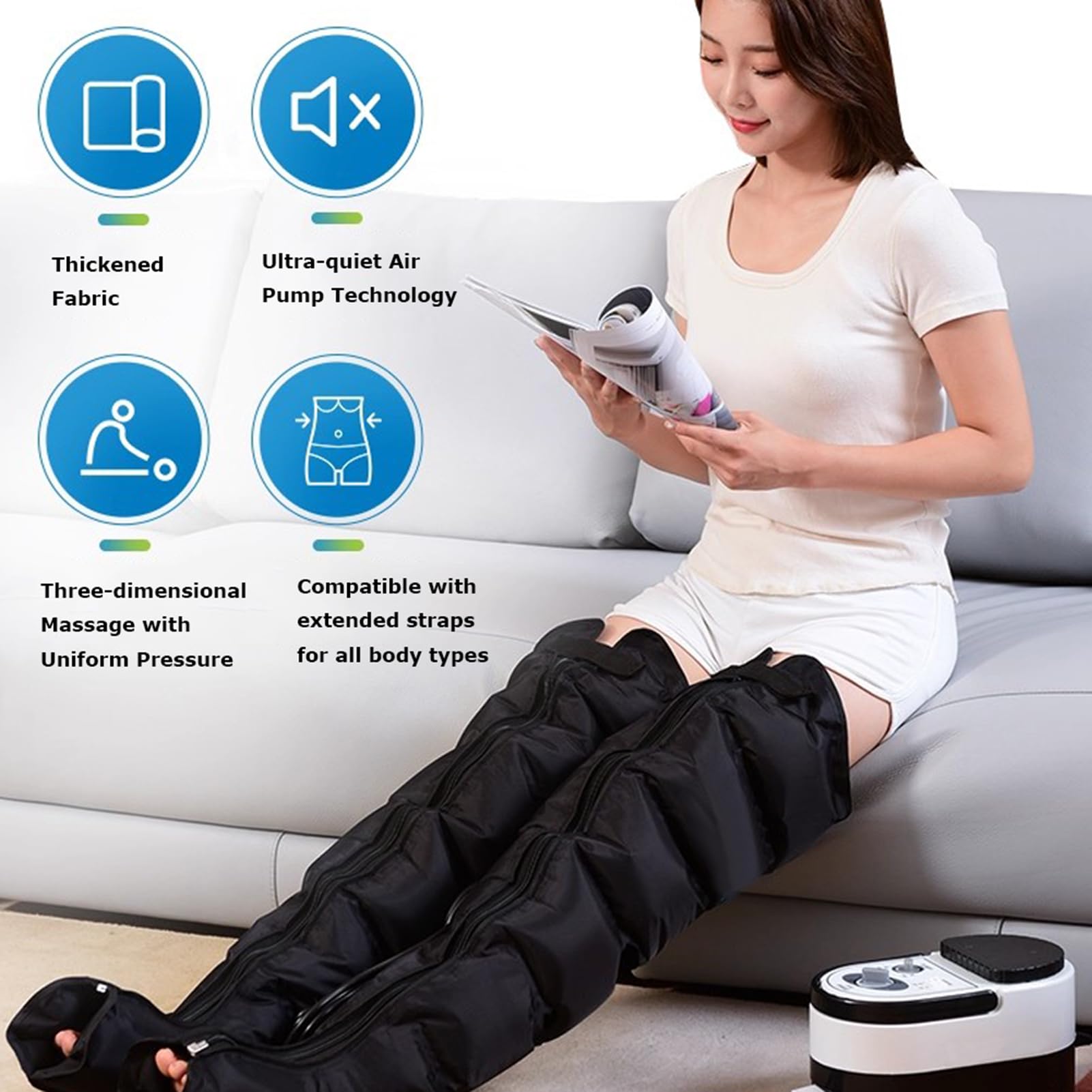 Massaggiatori elettrici per Piedi con Compressione ad Aria - Pressoterapia a 6 cavità e drenaggio linfatico per Gambe, Braccia, Vita, circolazione sanguigna e rilassamento muscolar