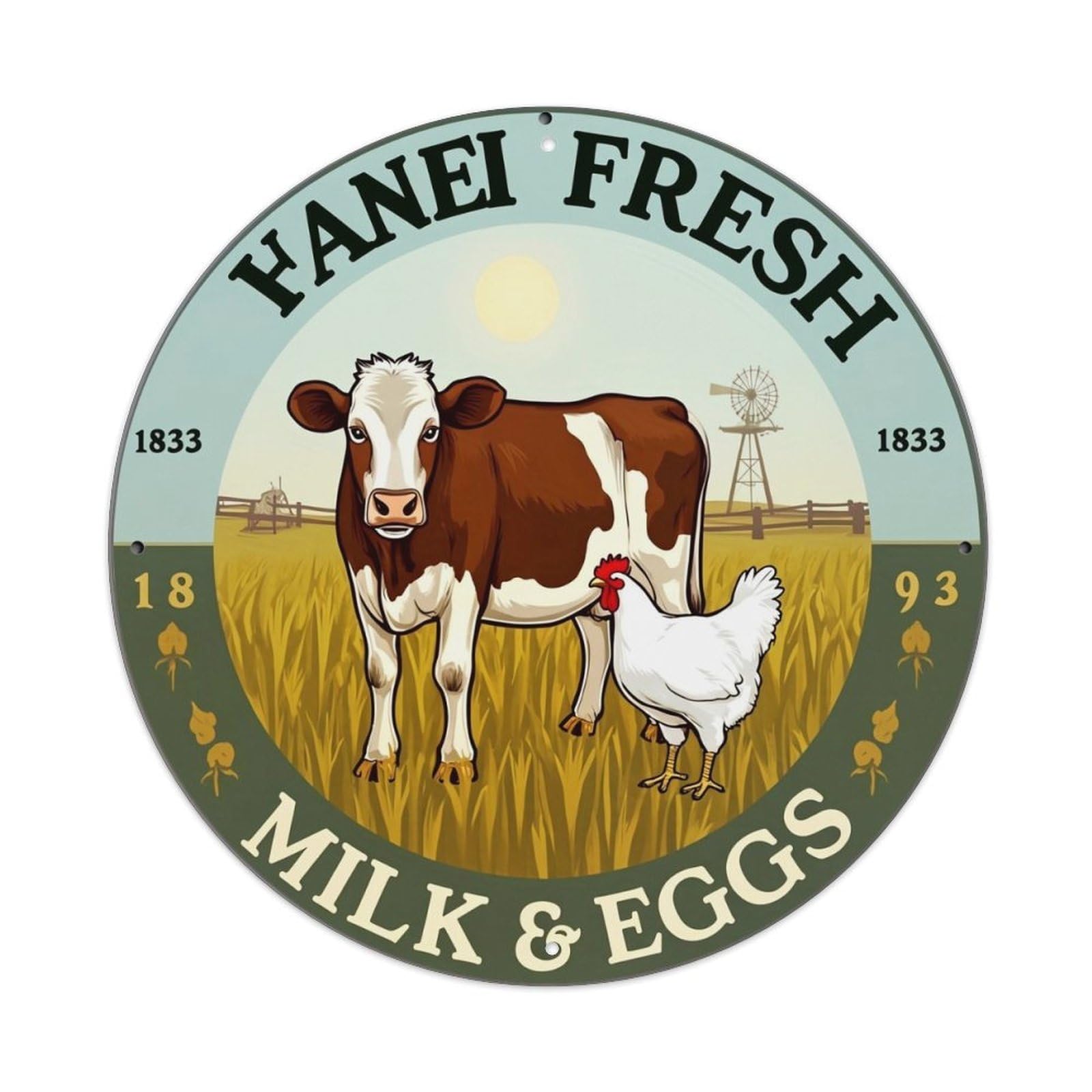 Jdyansheng Vintage Farm Fresh Milk And Eggs Tin Sign Metal Poster Metal Signs For Home Man Cave Bar Cafe Kitchen Laundry Room Wall Decorations 8X8 Inches