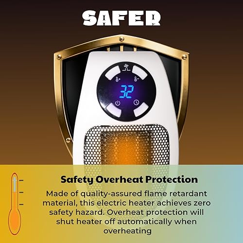 Miniatura 5 de Calentador de espacio enchufable para uso en interiores, calentador eléctrico portátil de 450 W con control remoto, protección térmica, LED PTC de