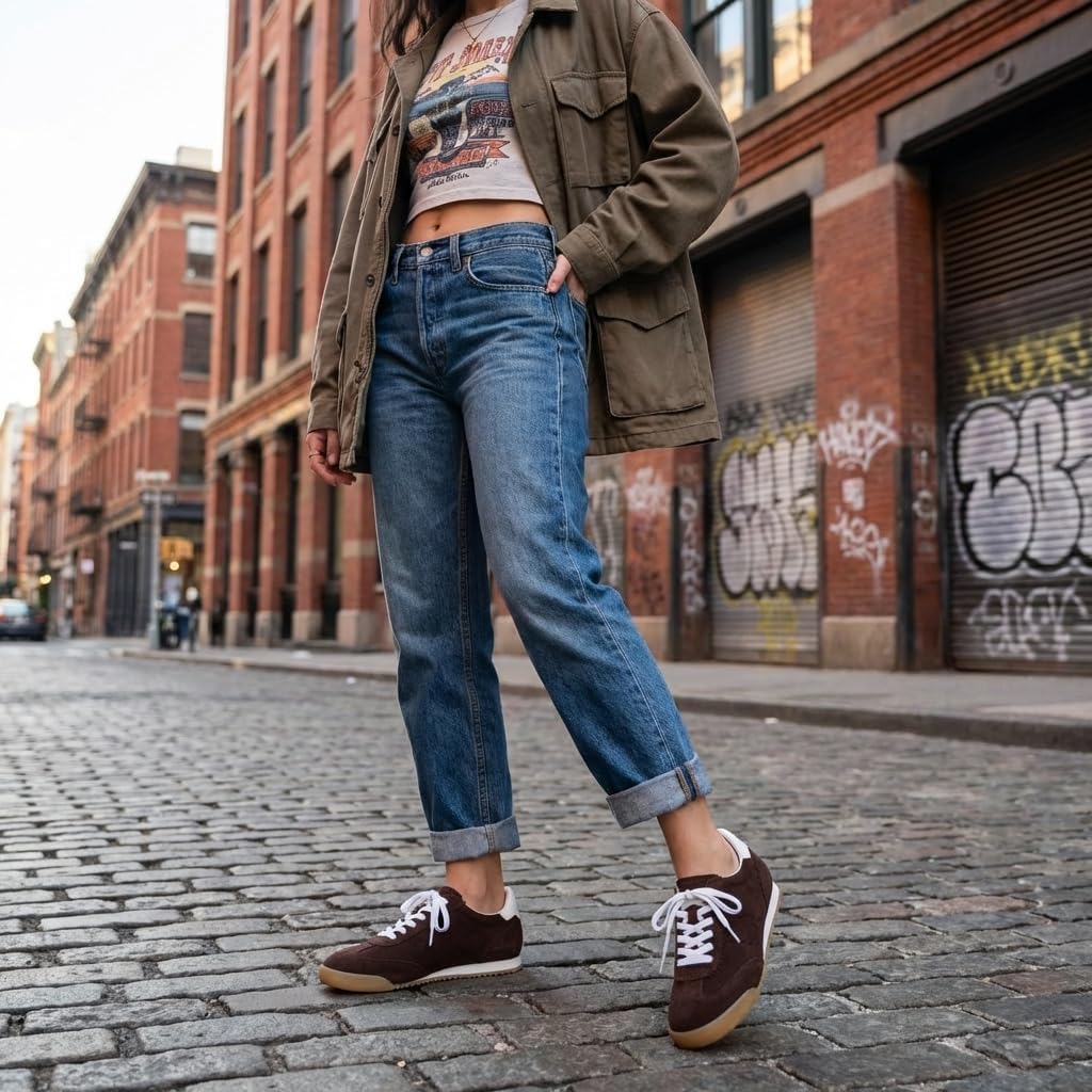 CUSHIONAIRE Topcat Genuine Leather Suede Sneakers for Women, Lightweight Everyday Casual Womens Shoes with Retro Style and Cushioned Comfort