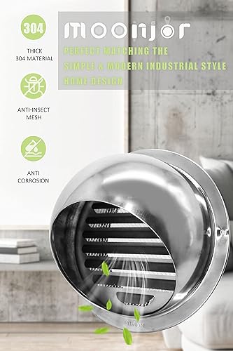 Miniatura 4 de Cubierta de ventilación de pared de 4 pulgadas, cubierta externa de pared redonda de acero inoxidable 304 para apartamento, villa, pisos, casa