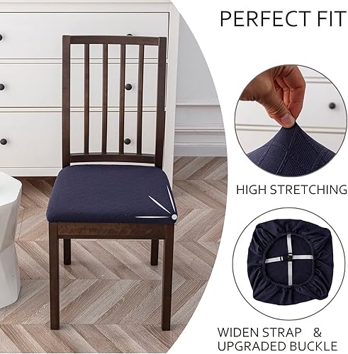 Miniatura 3 de XUANZYANG Fundas de asiento de silla de jacquard elásticas impermeables y extraíbles, lavables, fundas protectoras de asiento para silla de comedor