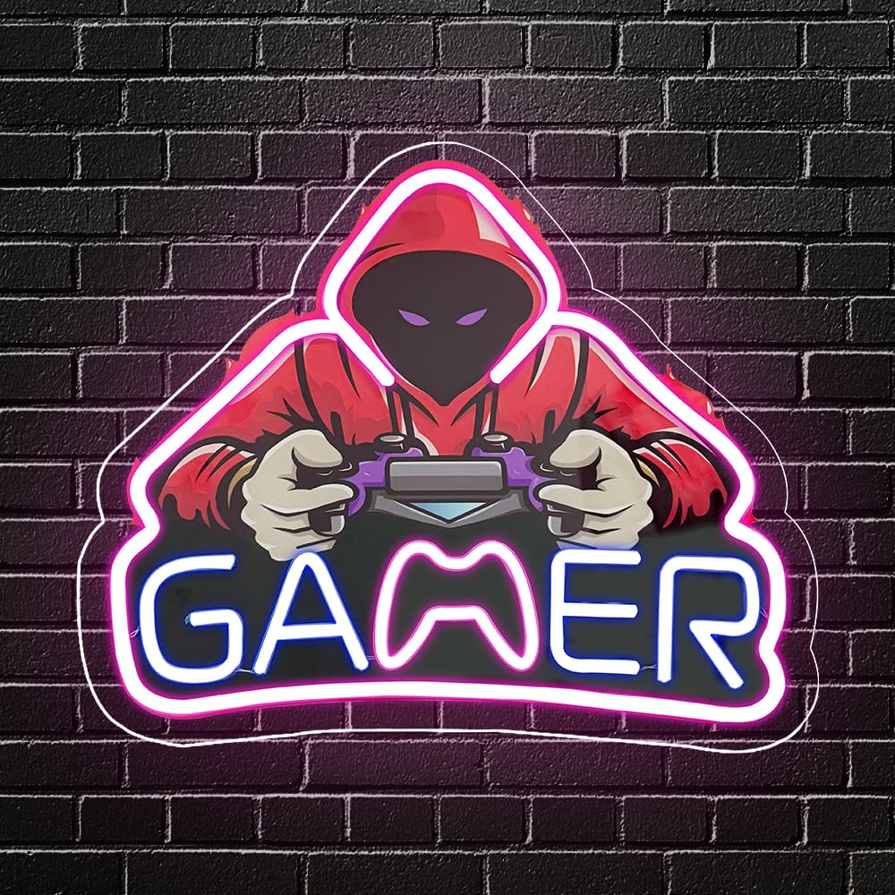 RuCvixkt Gamer Neon Sign, Game Neon Sign for Game Room Decor, LED USB Power Neon Lights for Boys Bedroom, Man Cave Gaming Wall Decor, Gifts for Teen Boys, Birthday — image 1