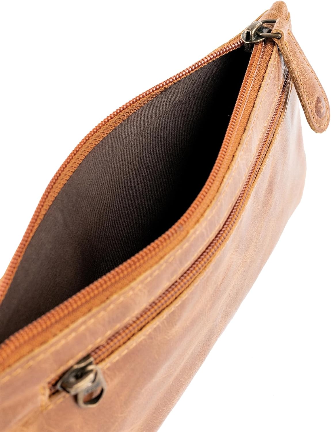 Moonster Leather Pencil Case Pouch 8" x 4" - Leather Pen Case with Zipper - Image 9