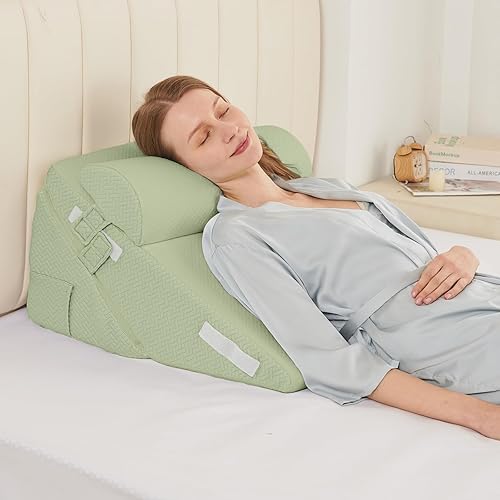 Miniatura 15 de Sasttie - Juego de almohadas en forma de cuña para después de la cirugía, 2 piezas de almohada en forma de cuña ajustable para cabecero con almohada