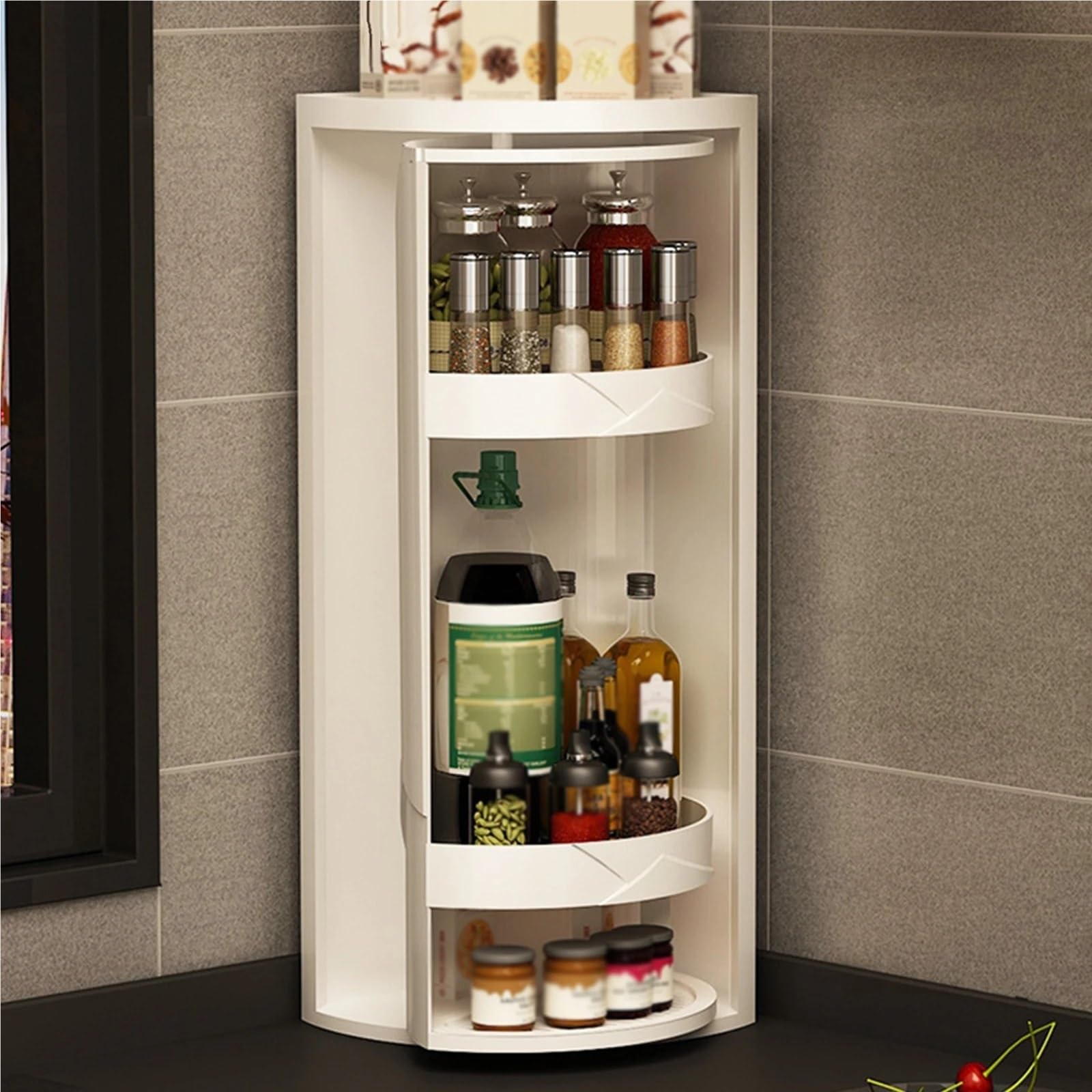 Scaffali for scaffali cosmetici for armadietti angolari impermeabili con ripiano triangolare rotante a 3 strati for la cucina del bagno per soggiorno, camera da letto