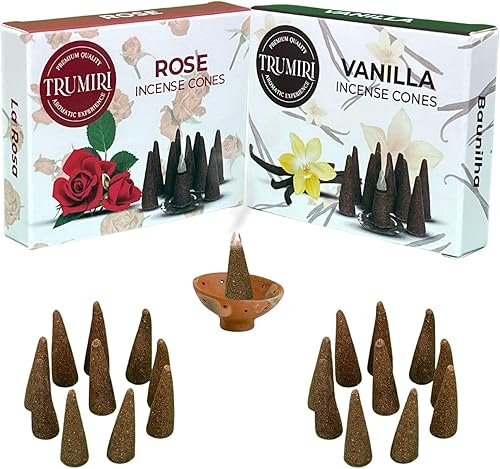 Miniatura 6 de Conos de incienso  Paquete combinado de 20 conos de incienso  10 vainilla + 10 rosas  Conos de incienso  Conos de incienso perfumados  Aromas de