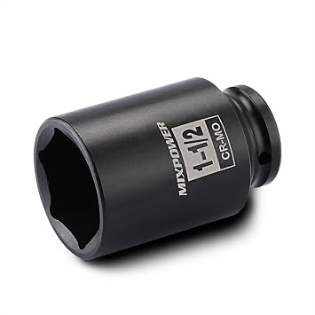 MIXPOWER 1 / 2 مقبس تأثير عميق للحبر 1 - 1 / 2 بوصة SAE ، CR-MO ، 6PT ، مقبس تأثير صامد البندق لسهولة الإزالة
