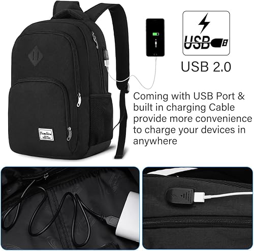 Miniatura 2 de Mochila para hombres, mujeres y adolescentes, para laptop de 15.6 pulgadas con puerto de carga USB, de negocios, trabajo, universidad, viajes