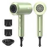 slopehill Professional Ionic Hair Dryer&comma; Powerful 1800W Fast Drying Low Noise Blow Dryer with 2 Concentrator Nozzle 1 Diffuser Attachments for Home Salon Travel &lpar;Lime Cream&rpar;