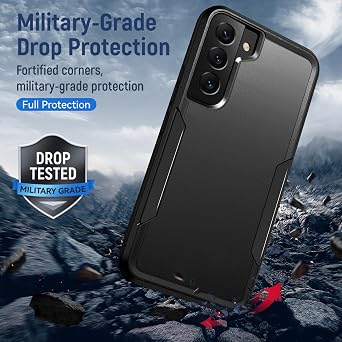 for Galaxy S22 Case with Screen Protection: Heavy Duty Protective Shockproof and Scratch Proof Cell Phone case for Samsung Galaxy S22-Black