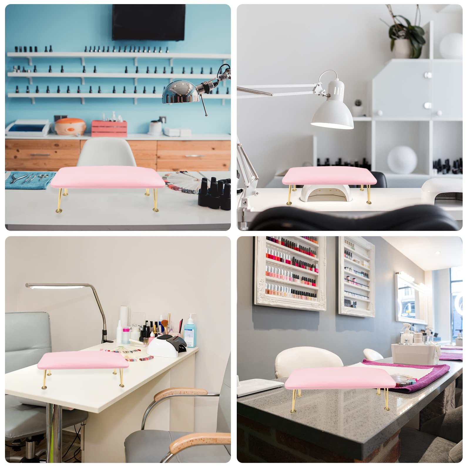 Apoya Manos para Manicura, Reposamanos para Uñas Cojín de Mano de Manicura de Cuero de Microfibra con Reposabrazos Manicura Alfombras Pequeñas Accesorios para Uñas para Manicura (Rosa)