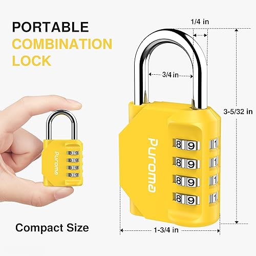 Miniatura 5 de Puroma Paquete de 2 candados de combinación para casillero de 4 dígitos al aire libre, impermeable, para escuela, gimnasio, deportes, valla, caja de