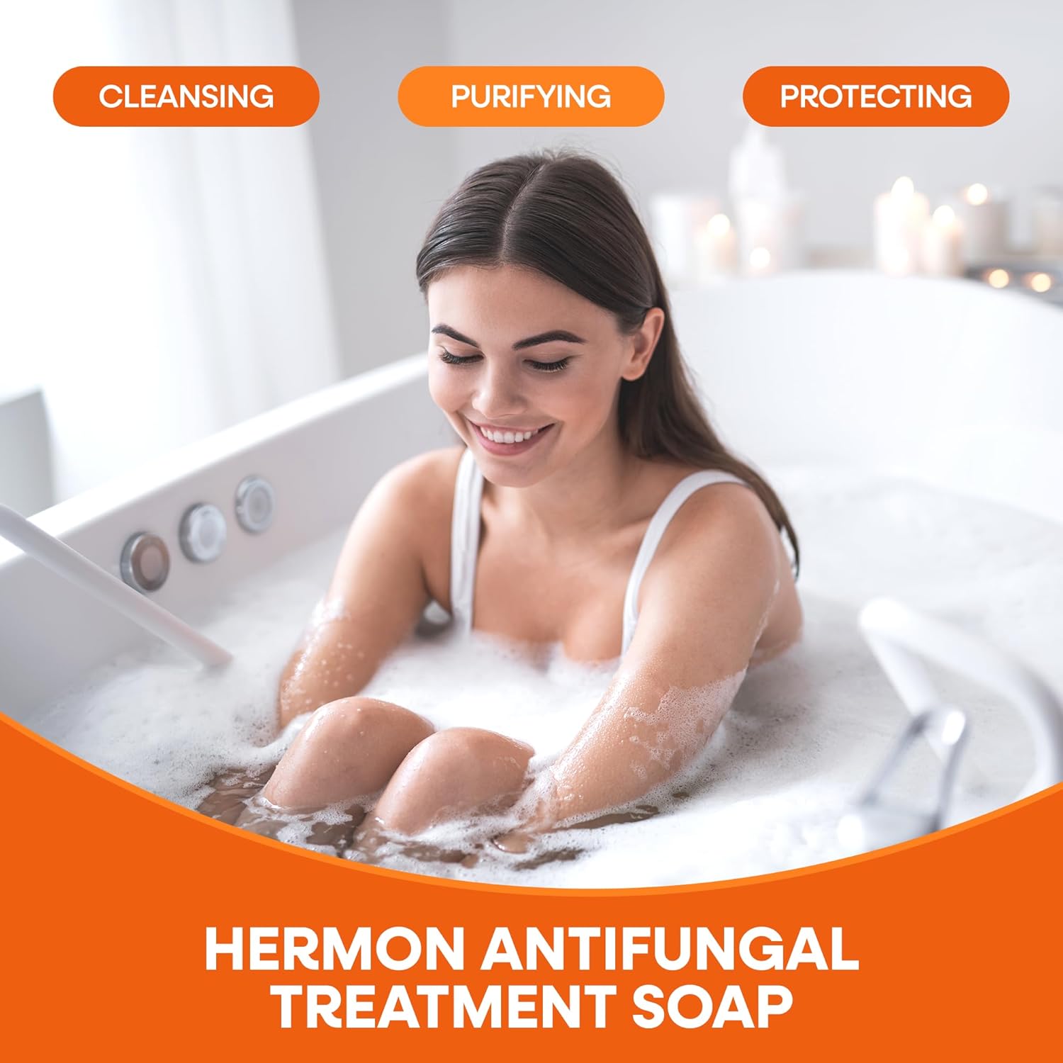 Hermon Antifungal Soap Bar: Antifungal Soap Treatment for Ringworm, Jock Itch & Athlete’s Foot with Tea Tree Oil – Medicated Anti Fungal Tea Tree Bar for Skin Fungus - 16oz / 4Bars