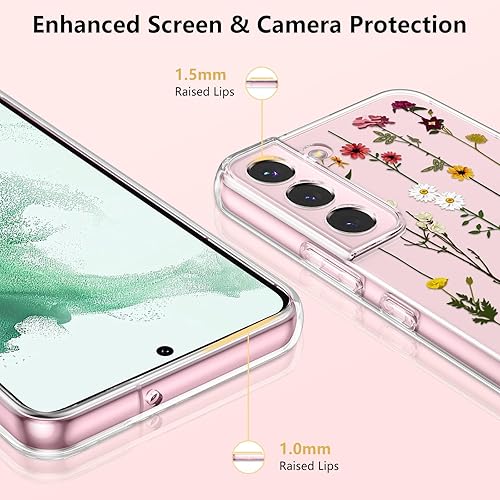 Vista 4 de ZTOFERA Funda protectora delgada para Samsung Galaxy S21 FE 5G, bonito diseño de flores para niñas y mujeres, funda protectora delgada para Galaxy