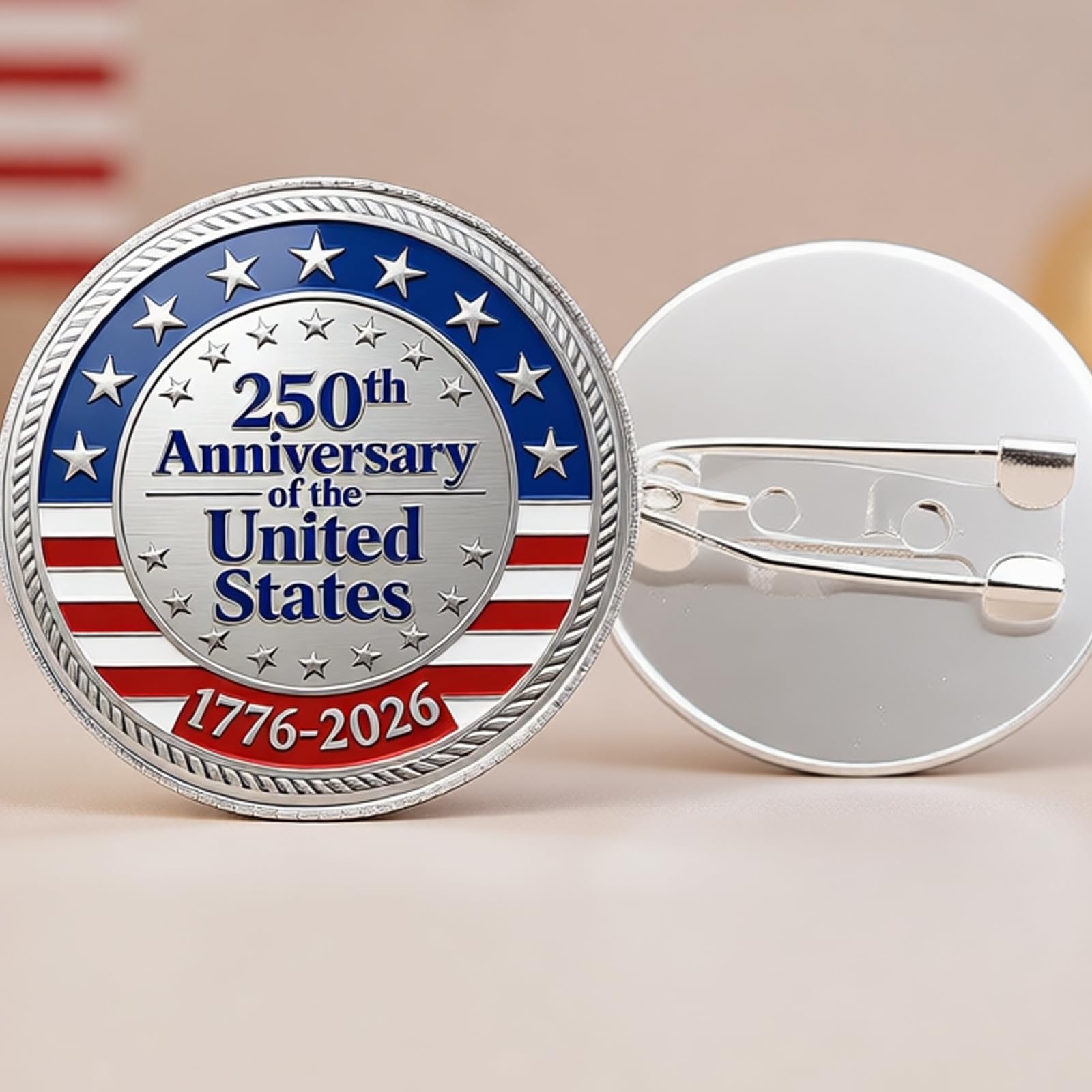 Americans - Broche conmemorativo del 250 aniversario para abrigo, bolsa o cuaderno, decoración de ropa, accesorios de ropa, insignia conmemorativa de moda antigua