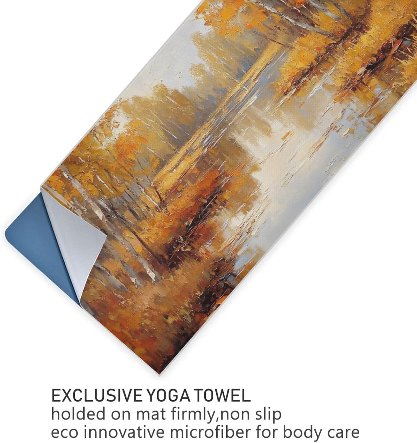 Yoga Mat Towel with Silicone Grip Dot Autumn Landscape River – 73"x27" Non-Slip Sweat Absorbent Microfiber Yoga Towel for Home Gym Studio